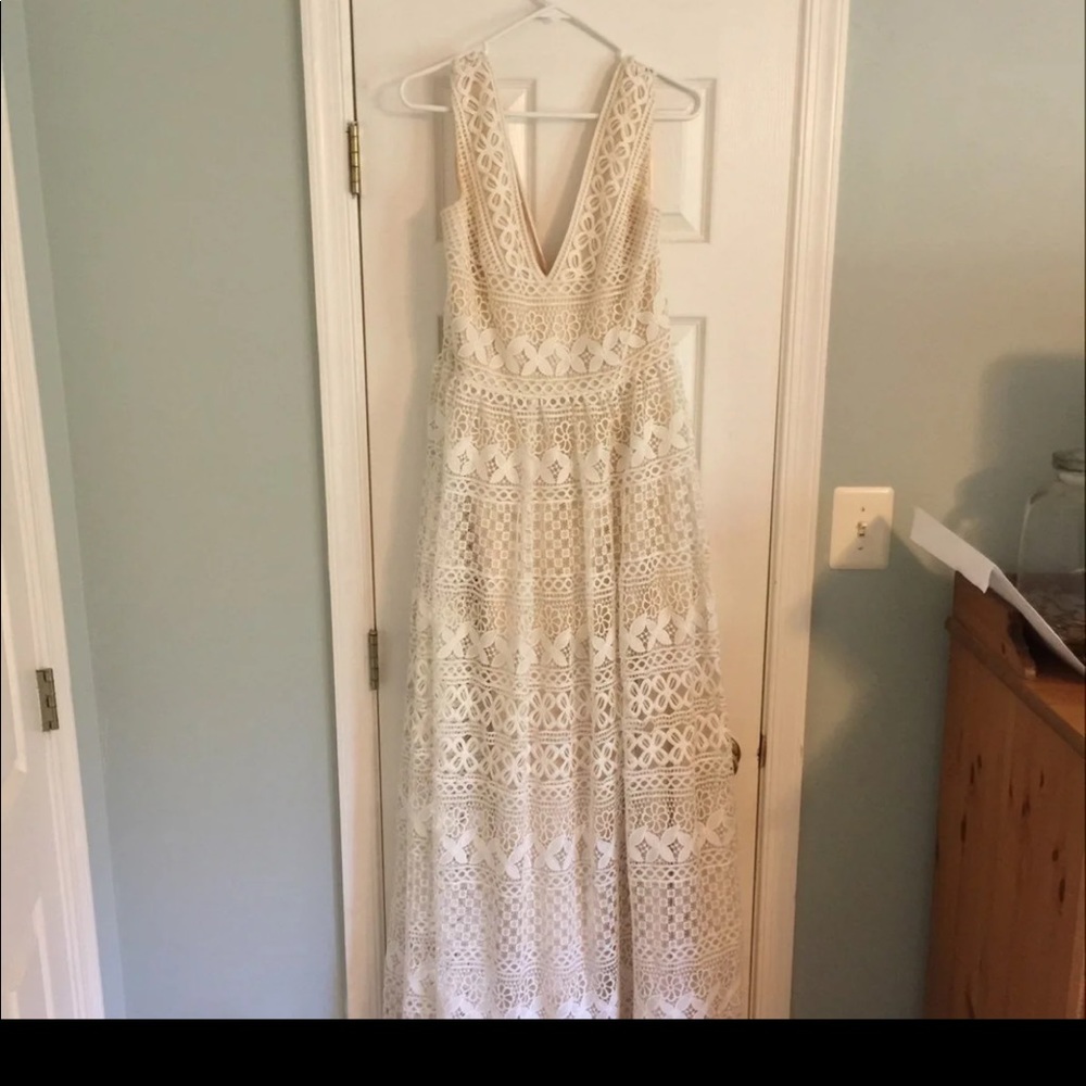 Floor length White Lace Dress size 12